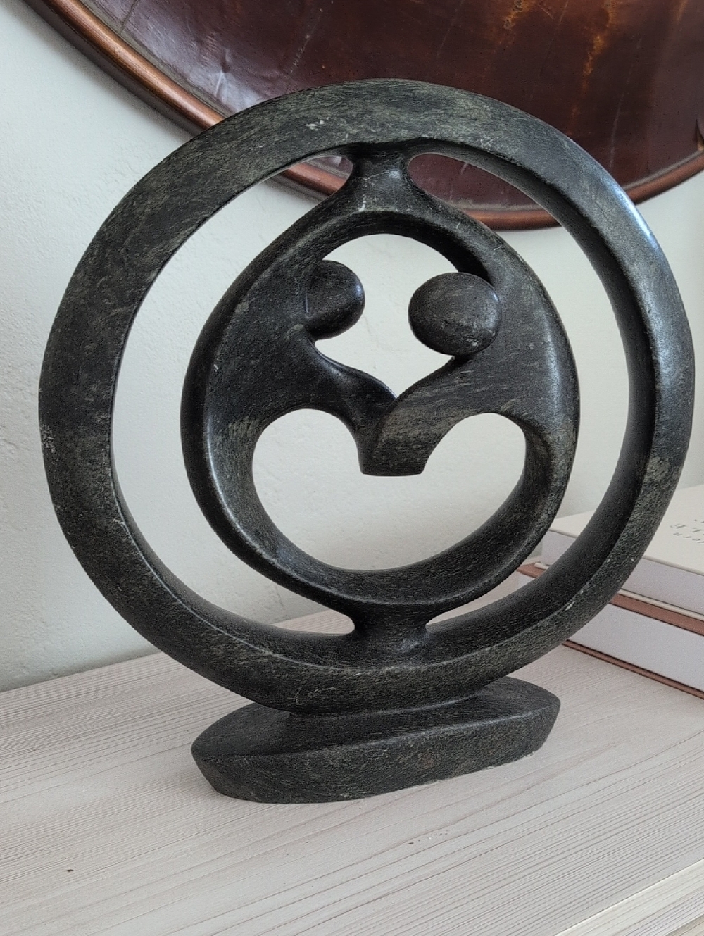 Vintage Zimbabwe African Circle Of Love Soap Sculpture